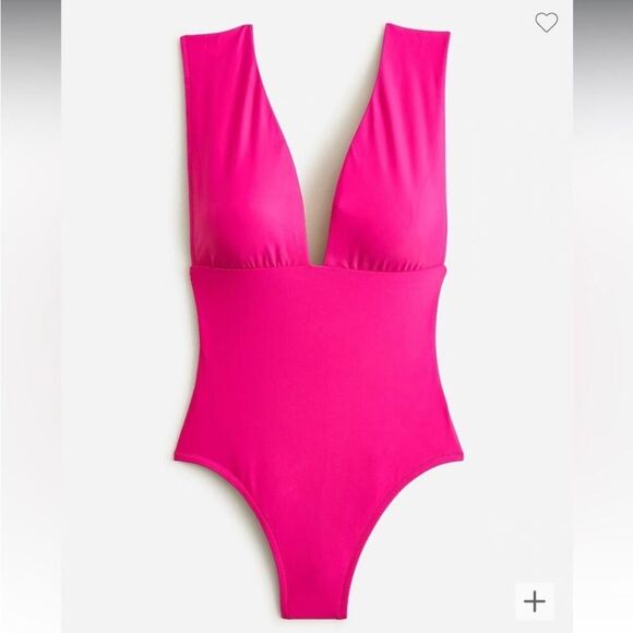 NWT J.Crew Plunge V Neck One Piece Bathing Suit Women’s Fuscia Pink Size 24 - Picture 4 of 11